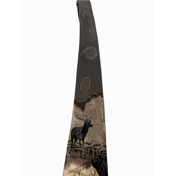 Florence & K Inc. Mens Tie Necktie Silk 4"x58" Zebra Elk Deer Gold Tan Black - Picture 6 of 7